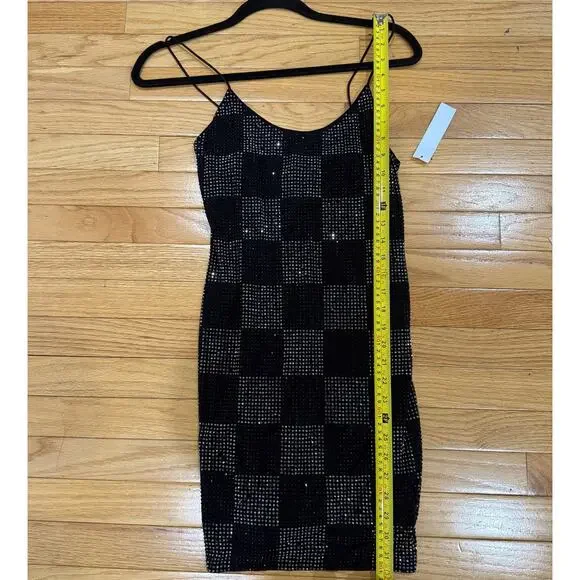 Alice and Olivia Nelle Embellished Rhinestone Mini Dress Black Size 2 NWT